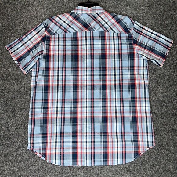 Columbia Shirt Mens Large Blue Plaid Short Sleeve Button Up Pocket Casual Cotton - Picture 5 of 7